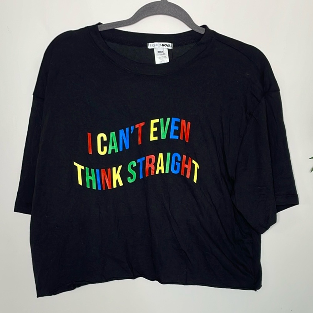 Fashion Nova Colourful Print I Can’t Even Think Straight Crop Top
